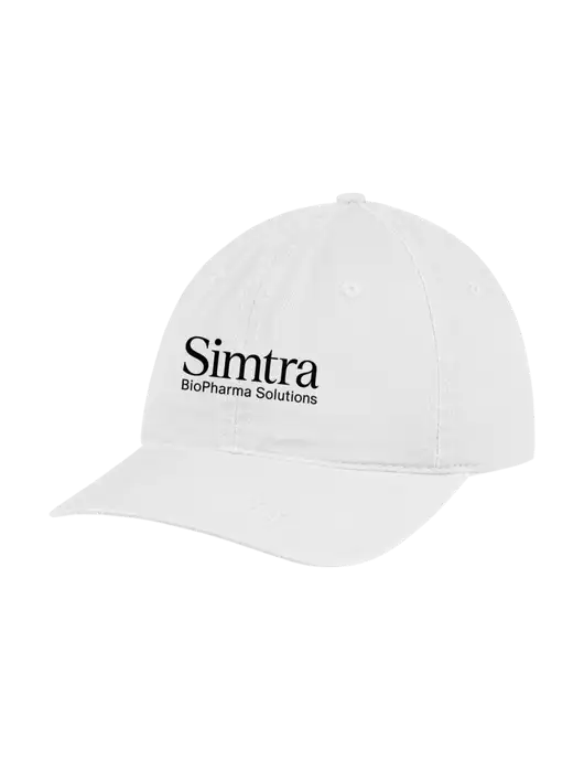 Garment Washed Unstructured Twill White Cap w/Simtra Logo