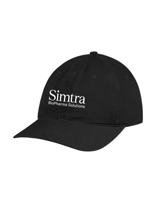 Garment Washed Unstructured Twill Black Cap w/Simtra Logo