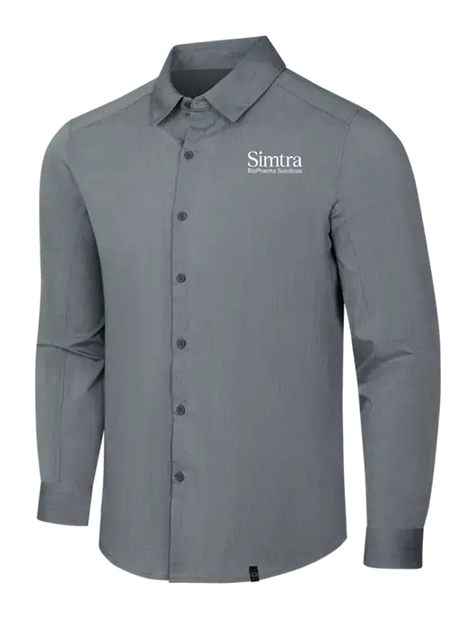 OGIO Medium Grey Heather Commuter Woven Shirt w/Simtra Logo