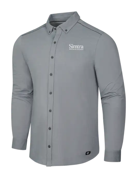 OGIO Medium Grey Heather Modern Code Stretch Button-Up Shirt w/Simtra Logo