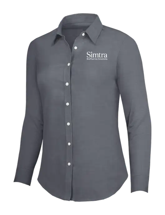 Dark Grey Womens SuperPro Oxford Shirt w/Simtra Logo