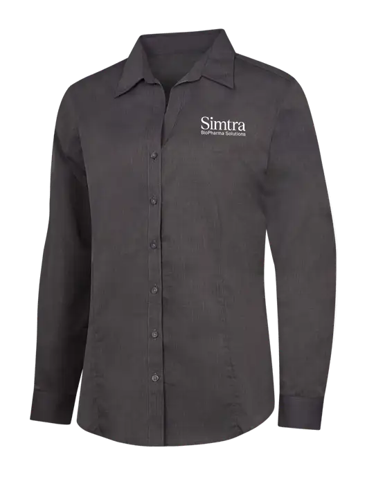 Womens Soft Black Crosshatch Easy Care Shirt w/Simtra Logo