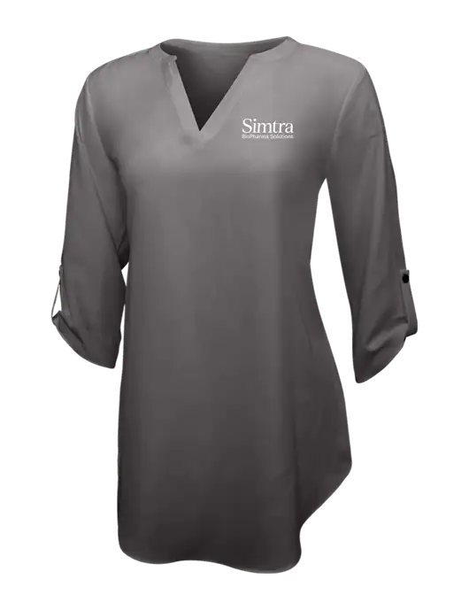 Dark Grey Womens 3/4 Sleeve Tunic Blouse w/Simtra Logo