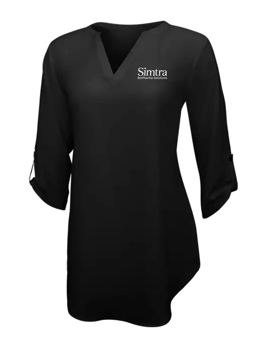 Womens Black 3/4 Sleeve Tunic Blouse w/Simtra Logo