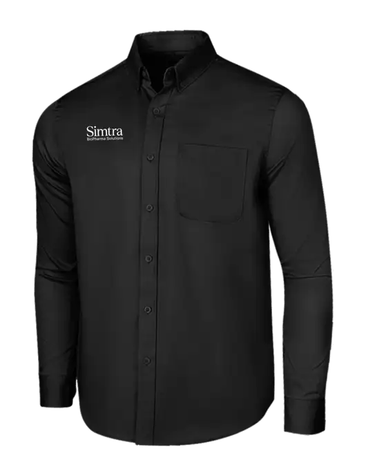 Long Sleeve Deep Black Superpro React Twill Shirt w/Simtra Logo