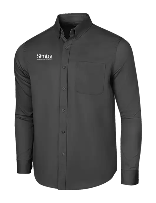 Long Sleeve Dark Grey Superpro React Twill Shirt w/Simtra Logo