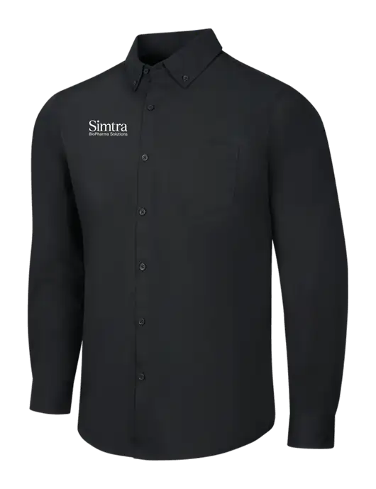 Black Long Sleeve Carefree Poplin Shirt w/Simtra Logo
