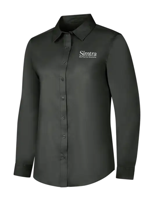 Dark Grey Womens Long Sleeve Superpro React Twill Shirt w/Simtra Logo
