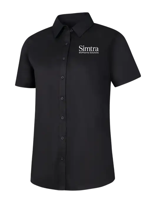 Womens Black Short Sleeve Superpro React Twill Shirt w/Simtra Logo