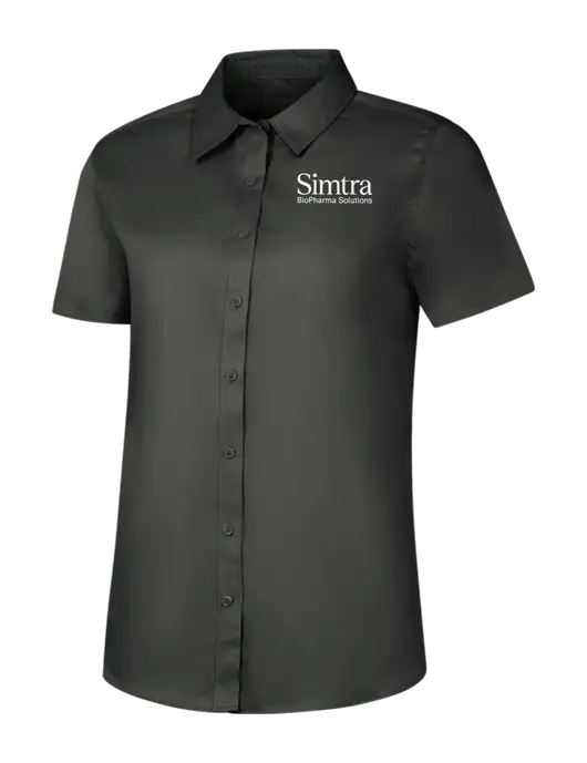Womens Dark Grey Short Sleeve Superpro React Twill Shirt w/Simtra Logo