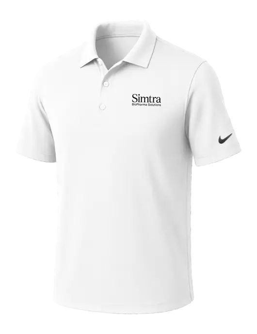 NIKE White Dri-Fit Micro Pique Polo w/Simtra Logo