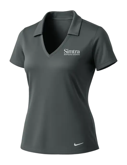 NIKE Dark Grey Womens Dri-Fit Vertical Mesh Polo w/Simtra Logo