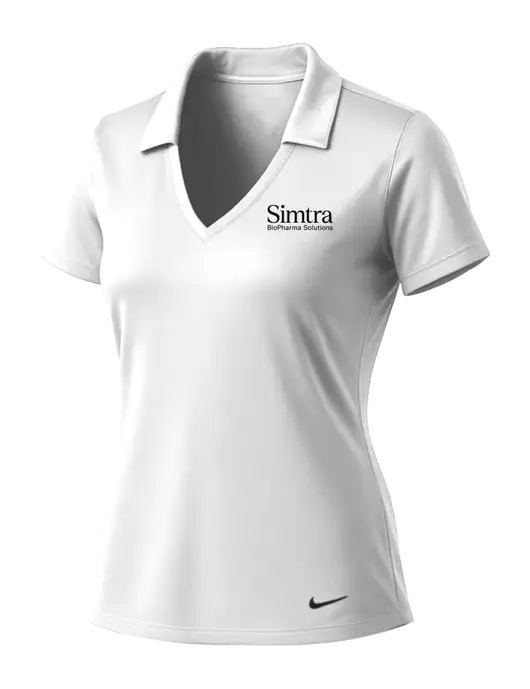 NIKE White Womens Dri-Fit Vertical Mesh Polo w/Simtra Logo