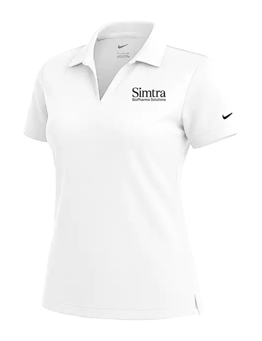 NIKE White Womens Dri-Fit Micro Pique Polo w/Simtra Logo