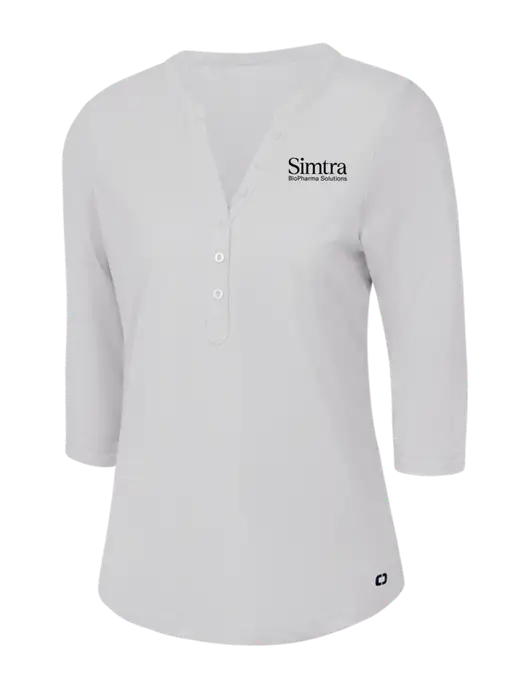 OGIO Bright White Jewel Henley w/Simtra Logo