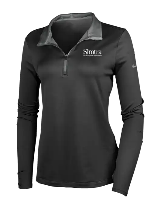 NIKE Black/Dark Grey Womens Dry-Fit Stretch 1/2 Zip Cover-Up w/Simtra Logo