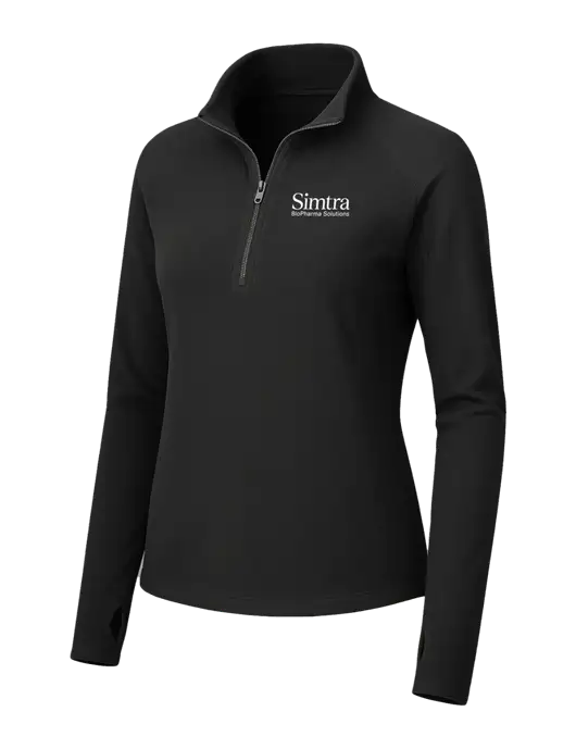 Womens Black Microfleece 1/2 Zip Pullover w/Simtra Logo