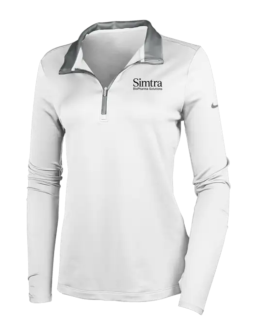 NIKE White/Dark Grey Womens Dry-Fit Stretch 1/2 Zip Cover-Up w/Simtra Logo