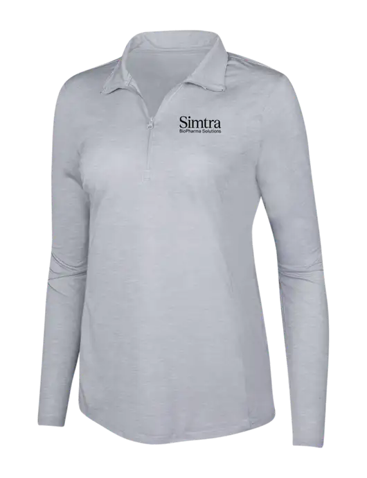 Light Grey Heather Womens Posicharge Tri-Blend Wicking 1/4 Zip Pullover w/Simtra Logo