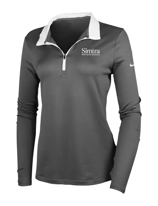 NIKE Dark Grey/White Womens Dry-Fit Stretch 1/2 Zip Cover-Up w/Simtra Logo