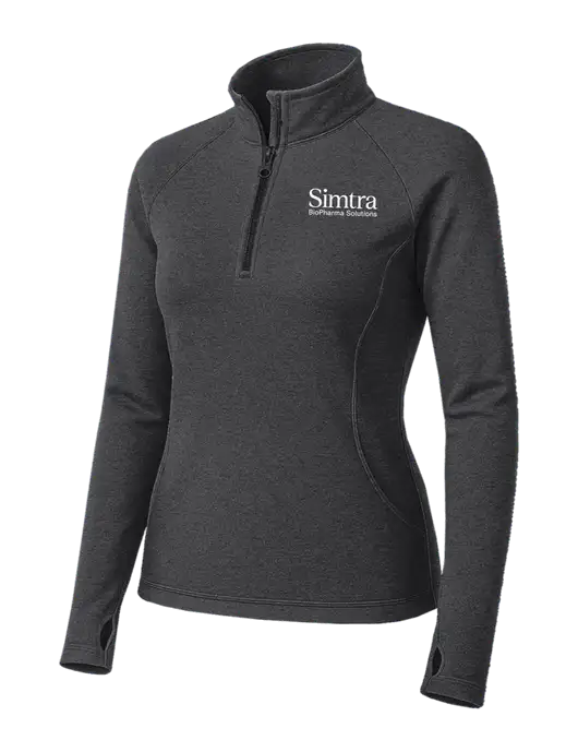 Dark Grey Heather Womens Sport Wick Stretch 1/4 Zip Pullover w/Simtra Logo