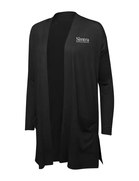 Black Womens Concept Long Pocket Cardigan w/Simtra Logo