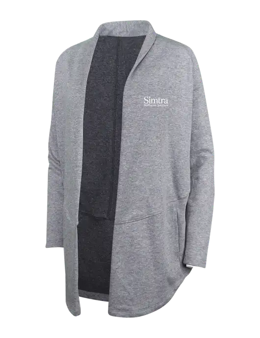 Medium Heather Grey/Char Heather Womens Interlock Cardigan w/Simtra Logo