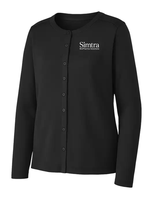 Black Womens Concept Stretch Button-Front Cardigan Sweater w/Simtra Logo