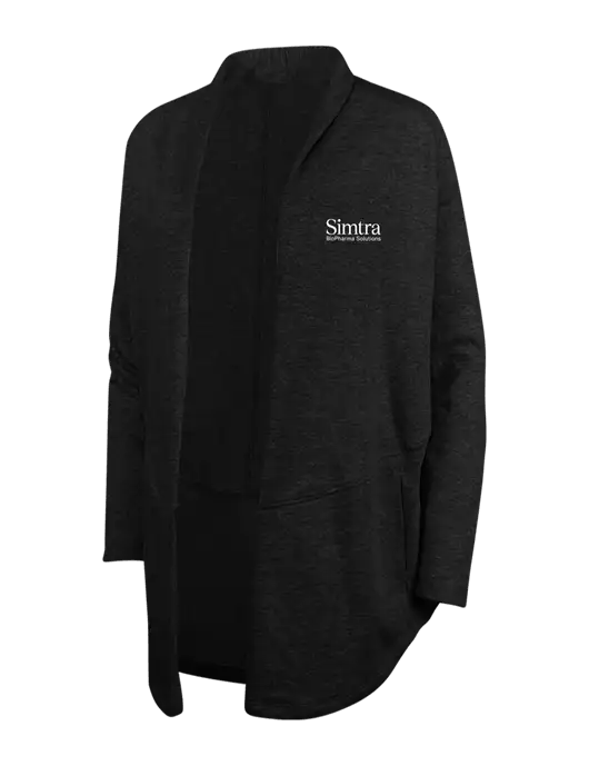 Deep Black/Charcoal Heather Womens Interlock Cardigan w/Simtra Logo