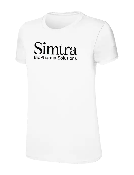 Womens Ring Spun White 4.5 oz T-Shirt w/Simtra Logo