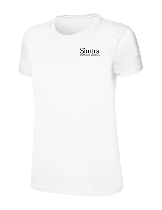 Womens Ring Spun White 4.5 oz T-Shirt w/Simtra Logo