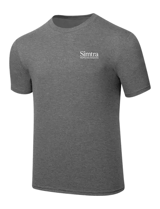 Simply Soft Heathered Medium Grey 4.5oz  Poly/Combed Ring Spun Cotton T-Shirt w/Simtra Logo