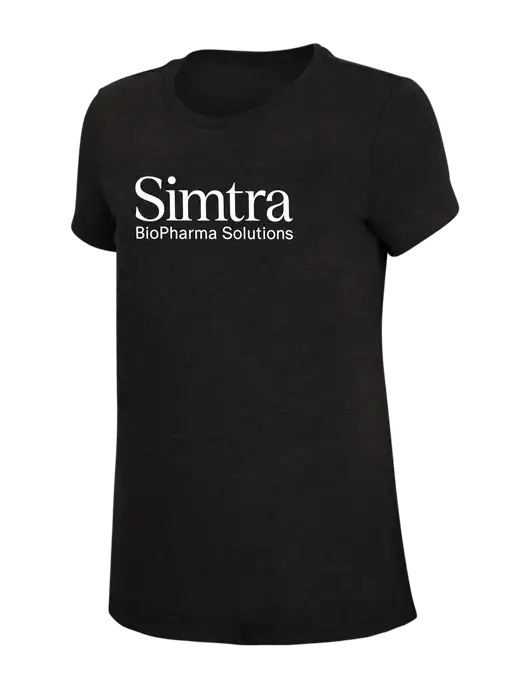 Womens Simply Soft Black 4.5oz Poly/Combed Ring Spun Cotton T-Shirt w/Simtra Logo