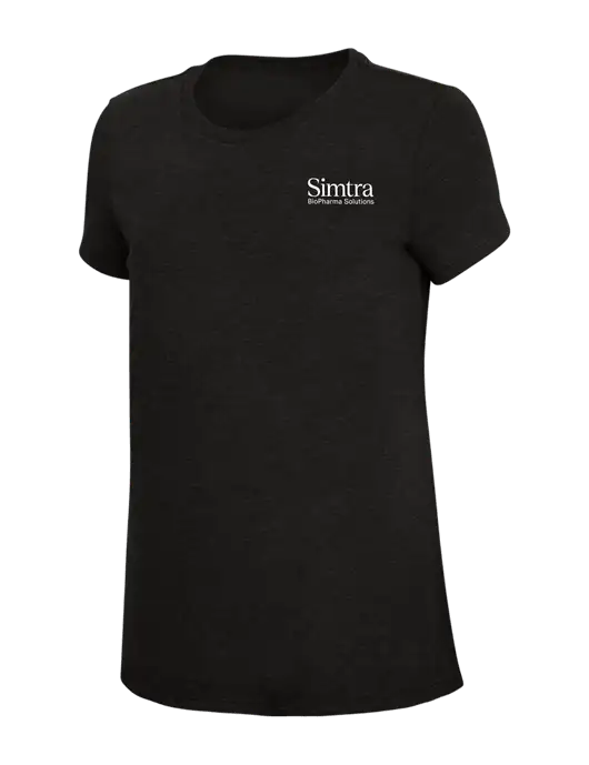 Womens Simply Soft Black 4.5oz Poly/Combed Ring Spun Cotton T-Shirt w/Simtra Logo
