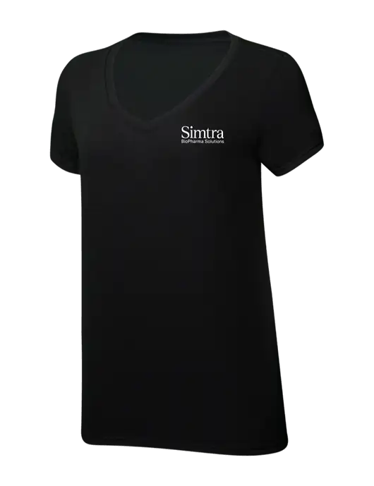 Womens Simply Soft V-Neck Black 4.5oz  Poly/Combed Ring Spun Cotton T-Shirt w/Simtra Logo