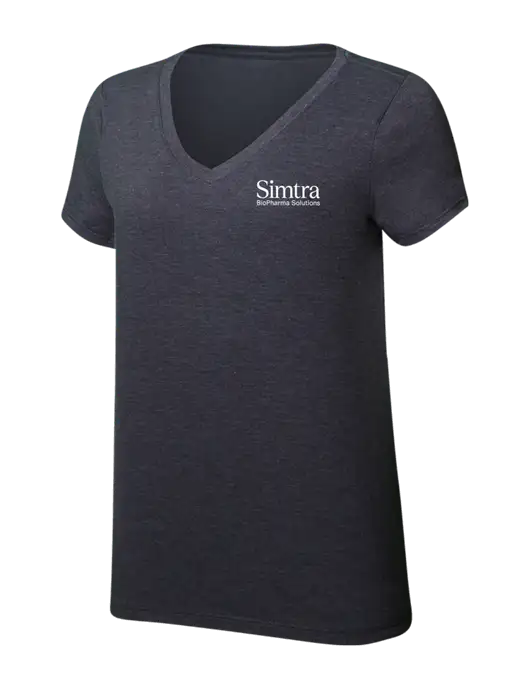 Womens Simply Soft V-Neck Heather Charcoal 4.5oz  Poly/Combed Ring Spun Cotton T-Shirt w/Simtra Logo