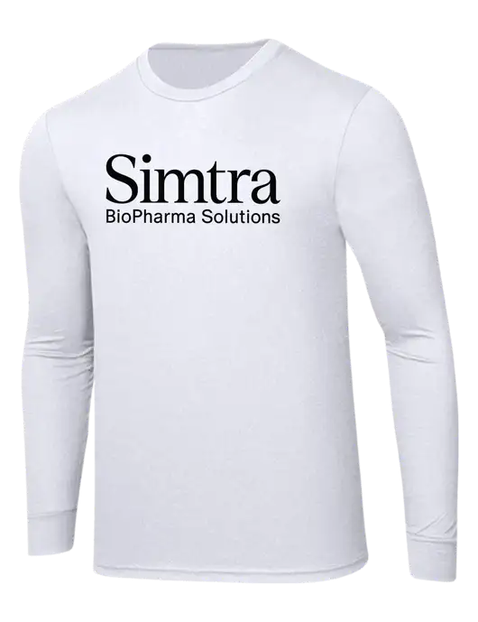 Simply Soft Long Sleeve White 4.5 oz, Poly/Combed Ring Spun Cotton T-Shirt w/Simtra Logo