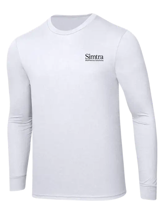Simply Soft Long Sleeve White 4.5 oz, Poly/Combed Ring Spun Cotton T-Shirt w/Simtra Logo