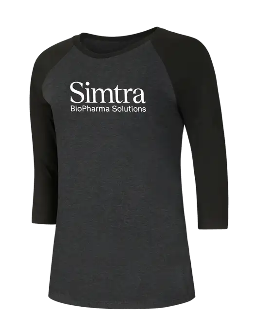 Womens Simply Soft 3/4 Sleeve Black/Black Frost Ring Spun Cotton T-Shirt w/Simtra Logo
