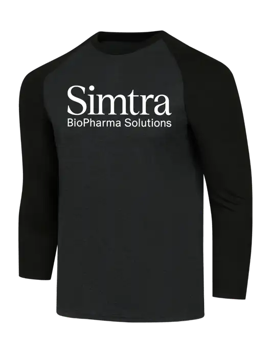 Simply Soft 3/4 Sleeve Black/Black Frost Ring Spun Cotton T-Shirt w/Simtra Logo