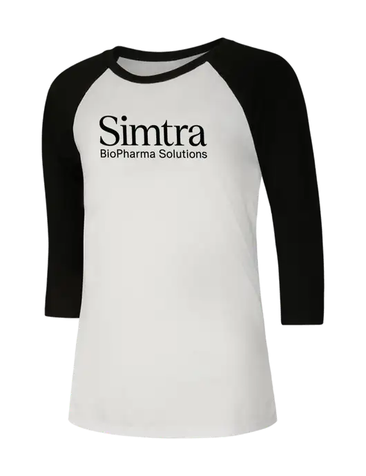 Womens Simply Soft 3/4 Sleeve Black/White Ring Spun Cotton T-Shirt w/Simtra Logo