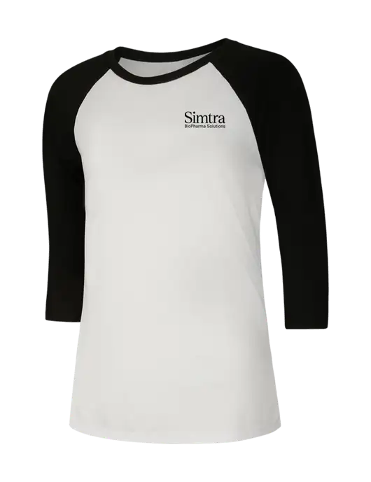 Womens Simply Soft 3/4 Sleeve Black/White Ring Spun Cotton T-Shirt w/Simtra Logo