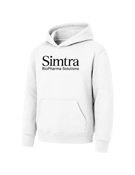 Youth White 7.8 oz Pullover Hooded Sweatshirt w/Simtra Logo