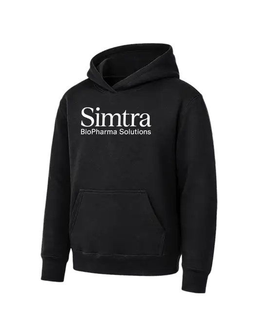 Youth Black 7.8 oz Pullover Hooded Sweatshirt w/Simtra Logo
