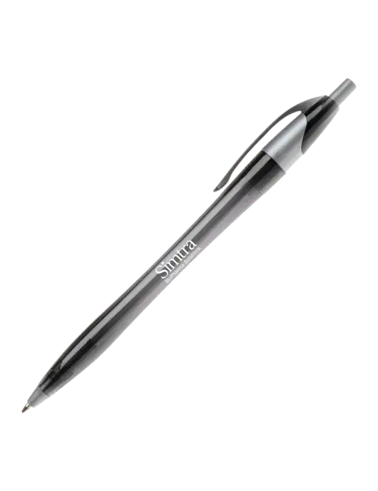 Novella Translucent Black/Silver Jewel Pen - Blue Ink w/Simtra Logo