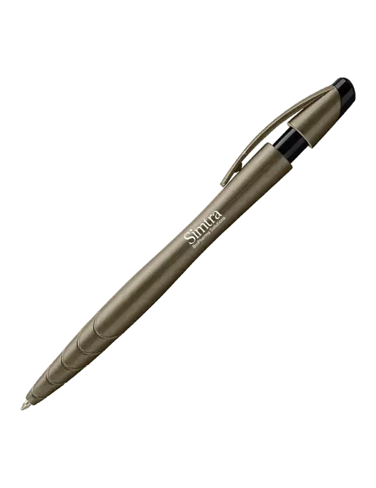 Awali Grey Metallic Pen - Black Ink w/Simtra Logo