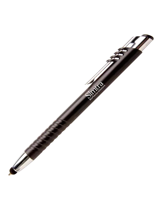 Schirhart Black Stylus Pen - Blue Ink w/Simtra Logo