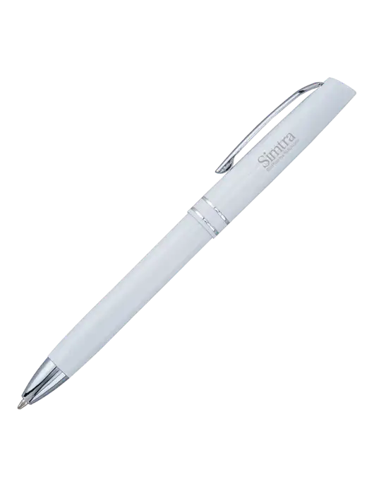 White Anguilla Black Ink Pen w/Simtra Logo