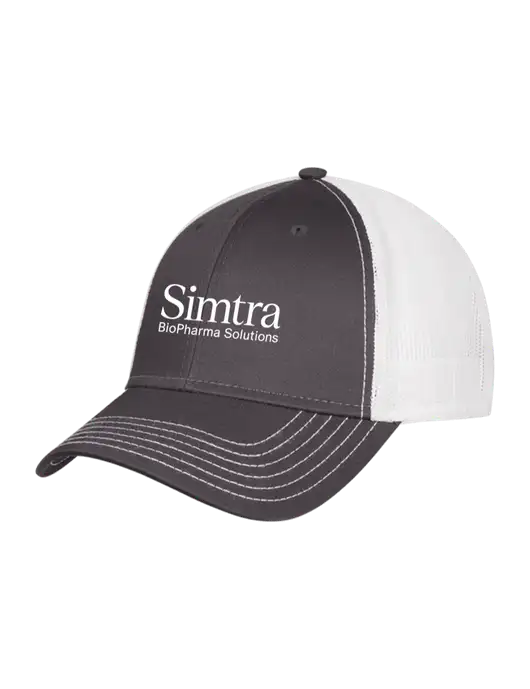 Dark Grey/White Mesh Trucker Cap Snap Back w/Simtra Logo