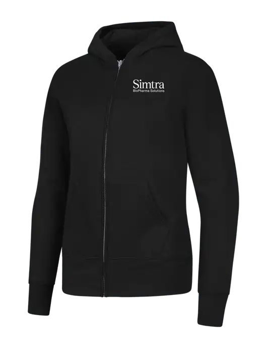 Jet Black Womens Core Fleece Full-Zip Hooded Sweatshirt w/Simtra Logo